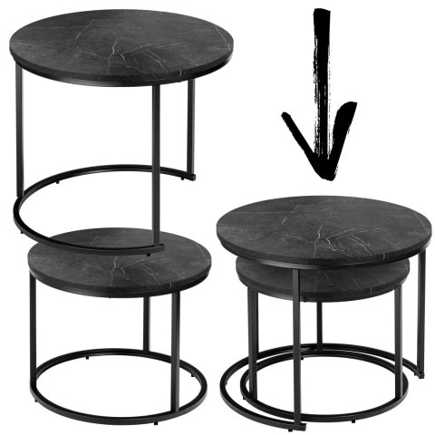 Zestaw dwóch stolików loft Galen Small Grafitowy Marmur