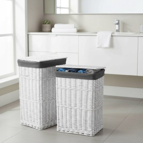 Zestaw koszy wiklinowych biało-szarych 72L I 114L