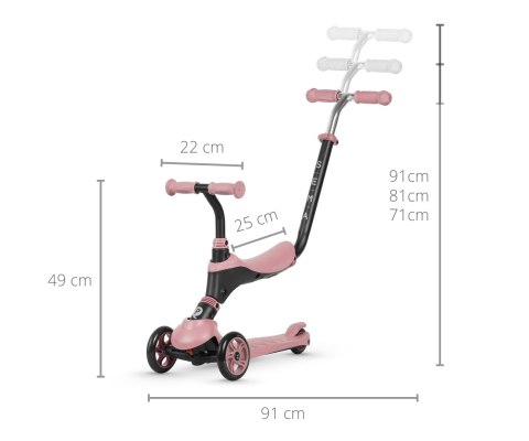 Qplay Qplay Hulajnoga Sema 3w1 Pink