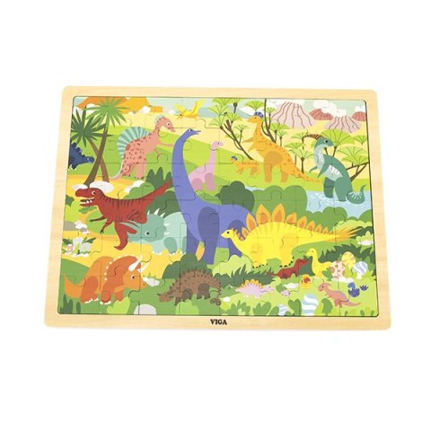 Viga Viga 44584 Puzzle na podkładce 48 elementów - poznajemy dinozaury