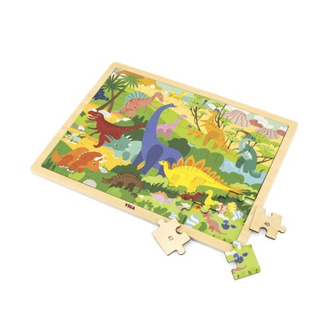Viga Viga 44584 Puzzle na podkładce 48 elementów - poznajemy dinozaury