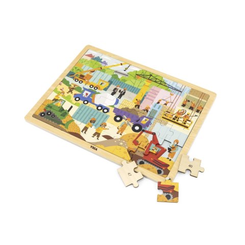 Viga Viga 44585 Puzzle na podkładce 48 elementów - poznajemy maszyny budowlane