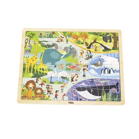 Viga Viga 44587 Puzzle na podkładce 48 elementów - poznajemy zoo
