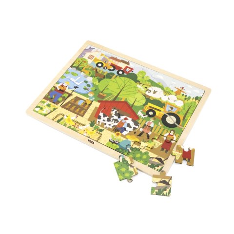Viga Viga 44588 Puzzle na podkładce 48 elementów - poznajemy farmę