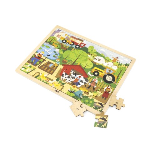 Viga Viga 44588 Puzzle na podkładce 48 elementów - poznajemy farmę